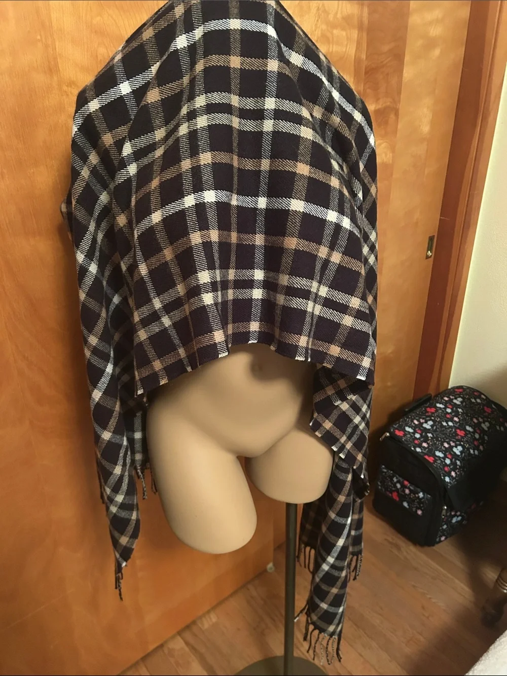 J.Crew Plaid Fringe Scarf in Black, Cream & Brown
